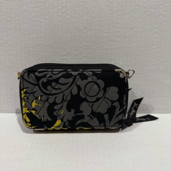 Vera Bradley Yellow & Black Double Zip Around Mini Purse W/O Cross Body Strap - Picture 2 of 9